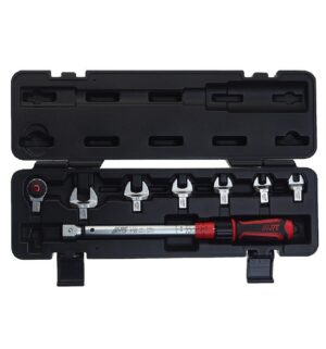 Ключ динамометрический 9х12 с набором рожковых насадок 8 пр. (10-19мм), диапазон 20-100 н/м