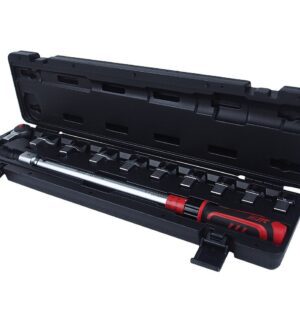 Ключ динамометрический 14х18 с набором рожковых насадок 11 пр. (13-30мм), диапазон 40-200 н/м