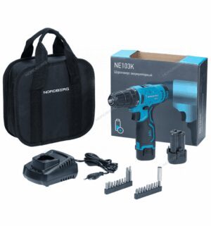 Шуруповерт аккумуляторный макс Ø сверла 10мм, 12В, 30Нм с 2 аккумуляторами и зарядным устройством