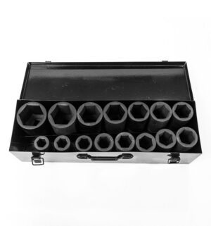 Набор головок ударных глубоких ROSSVIK 1", 22-60мм, L-110мм, 15 предметов