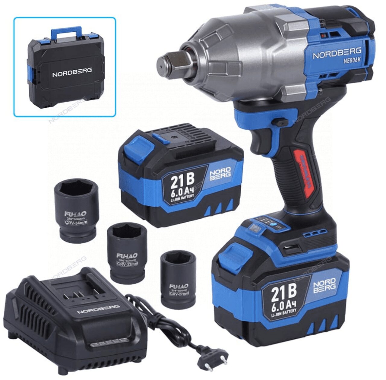 Гайковерт аккумуляторный, 3/4", 21В, 1500 Нм