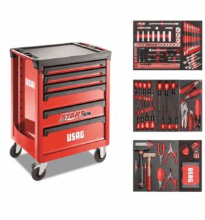 Тележка инструментальная, 6 ящиков с набором инструмента 263 пр.