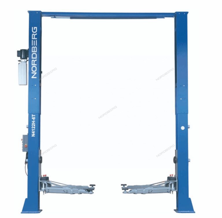 Подъемник двухстоечный 6 т HIGH, верхняя синхронизация, 380 В, синий