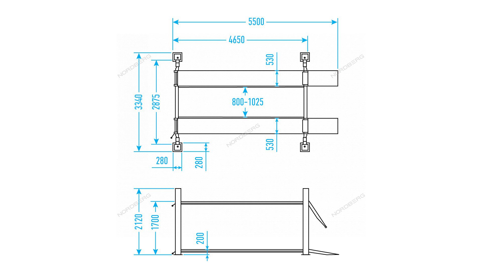 Подъемник Четырехстоечный, C Траверсой, Г/П 4,5 Т. Подъемник четырехстоечный, c траверсой, г/п 4,5 т. — изображение 2