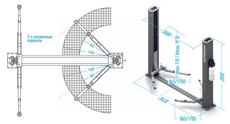 Подъемник Двухстоечный, 380В, Г/П 5Т. С Электростопорами Подъемник двухстоечный, 380В, г/п 5т. с электростопорами — изображение 2
