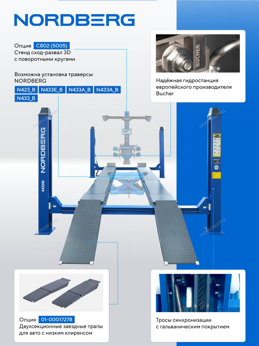 Подъемник Четырехстоечный 5 Т, Без Траверсы, Для Сход-Развала Подъемник четырехстоечный 5 т, без траверсы, для сход-развала — изображение 4