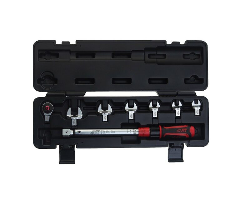 Ключ динамометрический 9х12 с набором рожковых насадок 8 пр. (10-19мм), диапазон 20-100 н/м