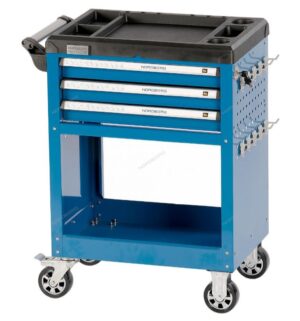 Тележка инструментальная профессиональная 3 полоки+открытый отсек